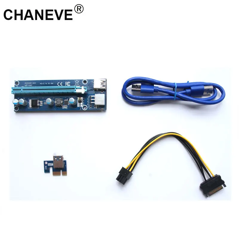 CHANEVE 006C PCIe 1x to 16x Express Riser Card Graphic pci-e riser Extender 60 см USB 3 0 кабель SATA до 6Pin питание для BTC