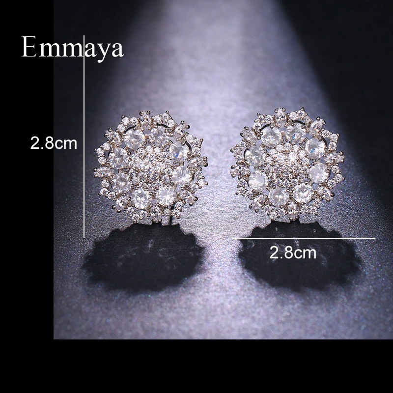 Emmaya/модные женские белые серьги со стразами и кристаллами, круглые металлические серебряные ушной манжет из циркона, серьги-Патри, вечерние ювелирные изделия