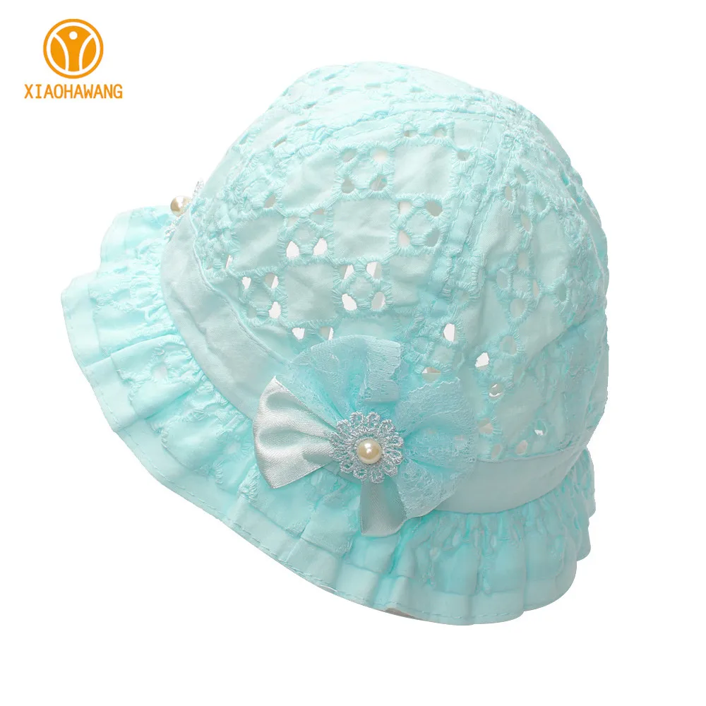 Hollow Bow Baby Girls Caps Cotton Sun Cap Floral Embroidered Hats Spring Summer Bucket Accessories | Детская одежда и обувь