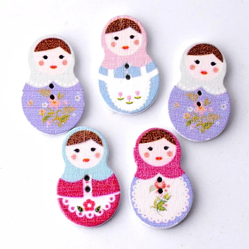 Розница для Diy 10 шт случайный смешанный милый Русский Кукла 2 отверстия