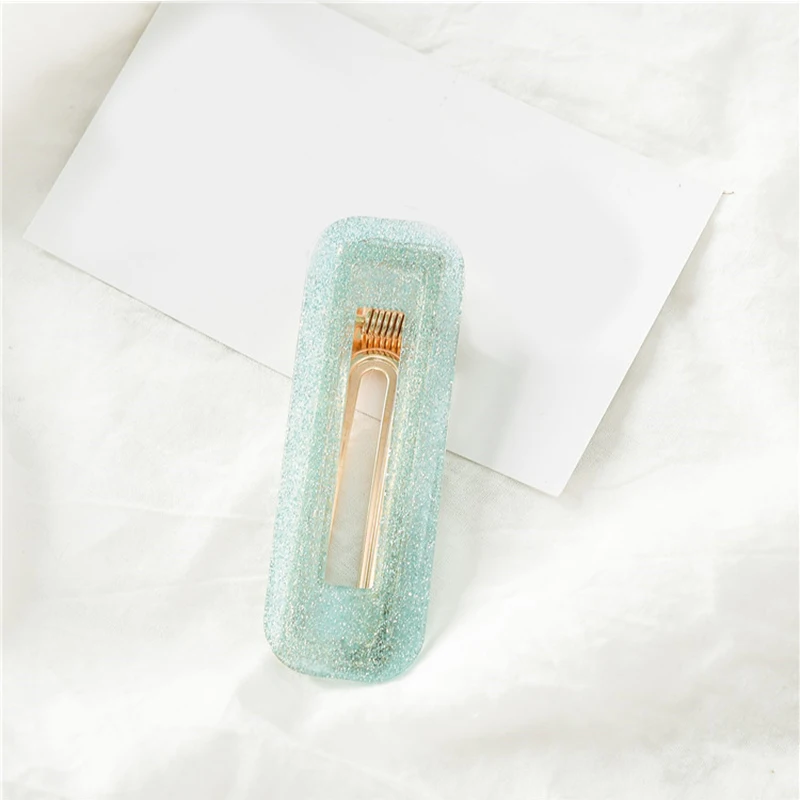 

Sale 1PC Shinng Plastic Rectangular Women Hair clip Geometric Girls Barrette Hair Styling Accessories
