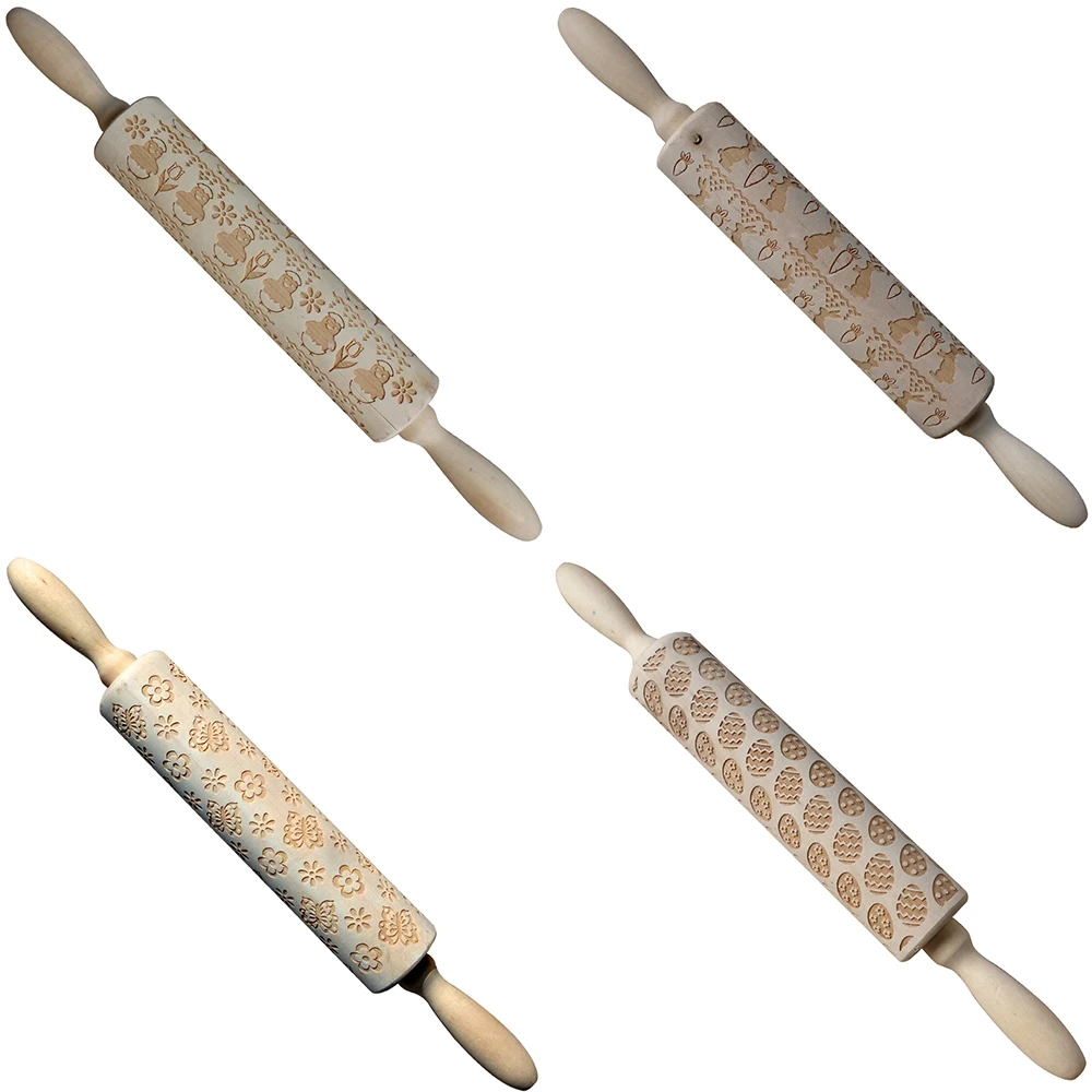 Customized 35x4.5cm Christmas Embossing Rolling Pin Baking Cookies Tool Goat Star Dinosaur Fondant Cake Pins 2018 New | Дом и сад