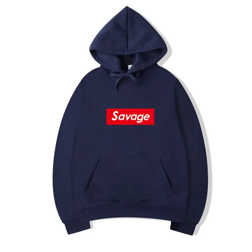 Navy blue Новые мужские толстовки с капюшоном Savage, худи Parody No Heart X Savage Mode, убойная банда ATL, хлопковые толстовки с длинными рукавами Suprem - Цвет: Navy blue