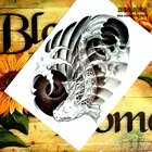 Черная Серия карпов и лотосов, временное искусство тела, наклейки-татуировки Flash 21*15 см, водонепроницаемые татуировки из хны, интимные изделия