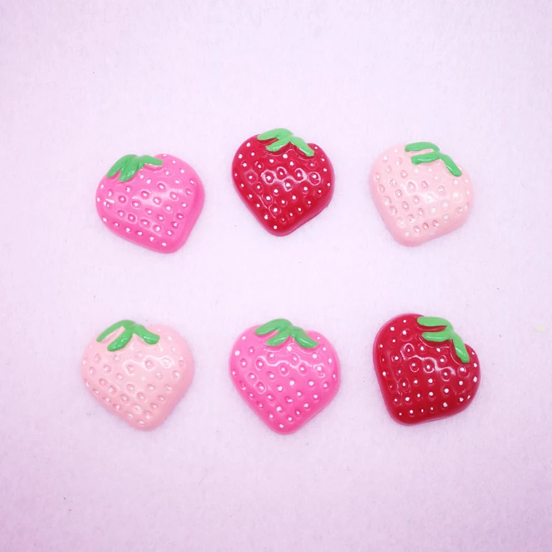 10 шт. моделирование клубника плоские пластмассовые материалы Kawaii DIY плоский полимер ремесло украшения поставки дети ручной работы украшения