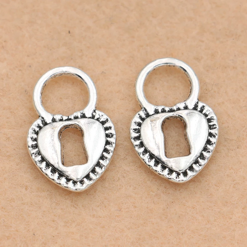 10PCS Antique Silver Plated Heart Lock Charm Pendants Jewelry Diy Making Bracelet Accessories 17x12mm | Украшения и аксессуары