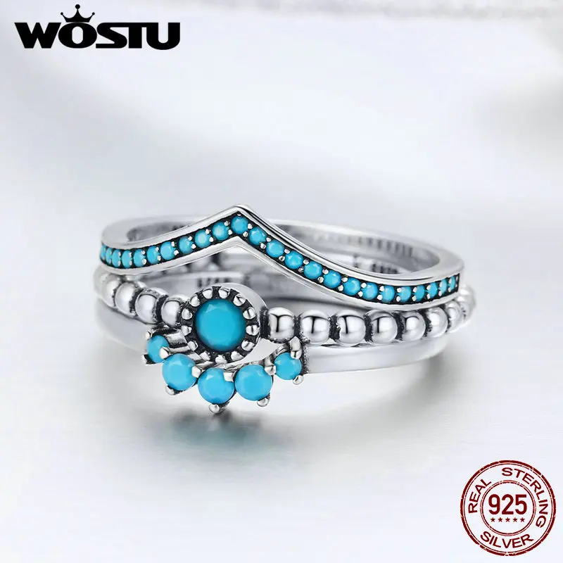 Женские складные кольца WOSTU из стерлингового серебра 925 пробы с фианитами в виде