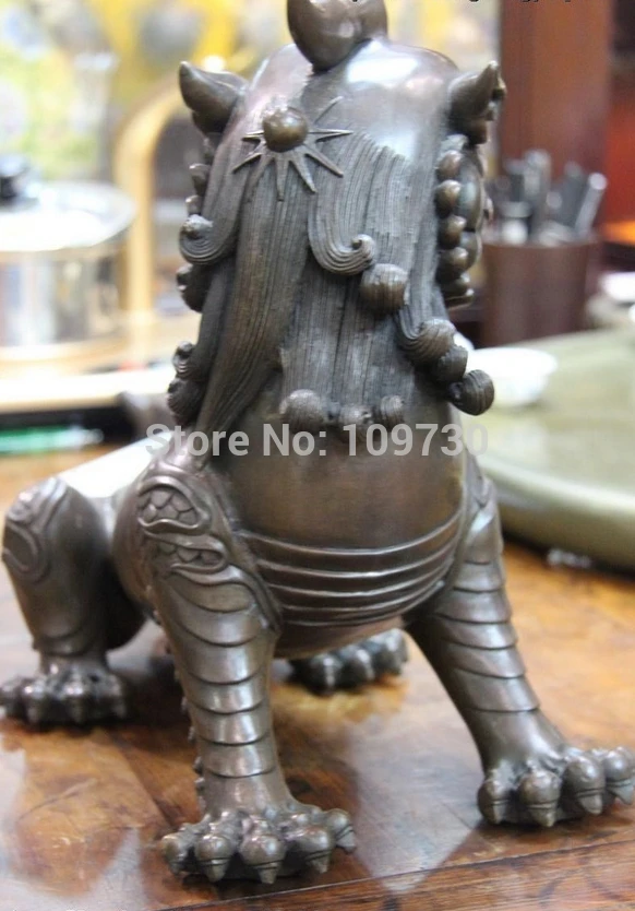 Bir 001638 старая королевская дворец Бронзовая статуя медная фэн-шуй злой Страж