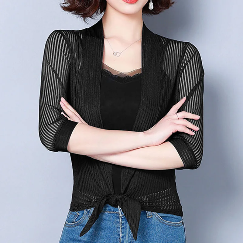 Женские пальто 2019 Модные женские рубашки короткие однотонные три четверти