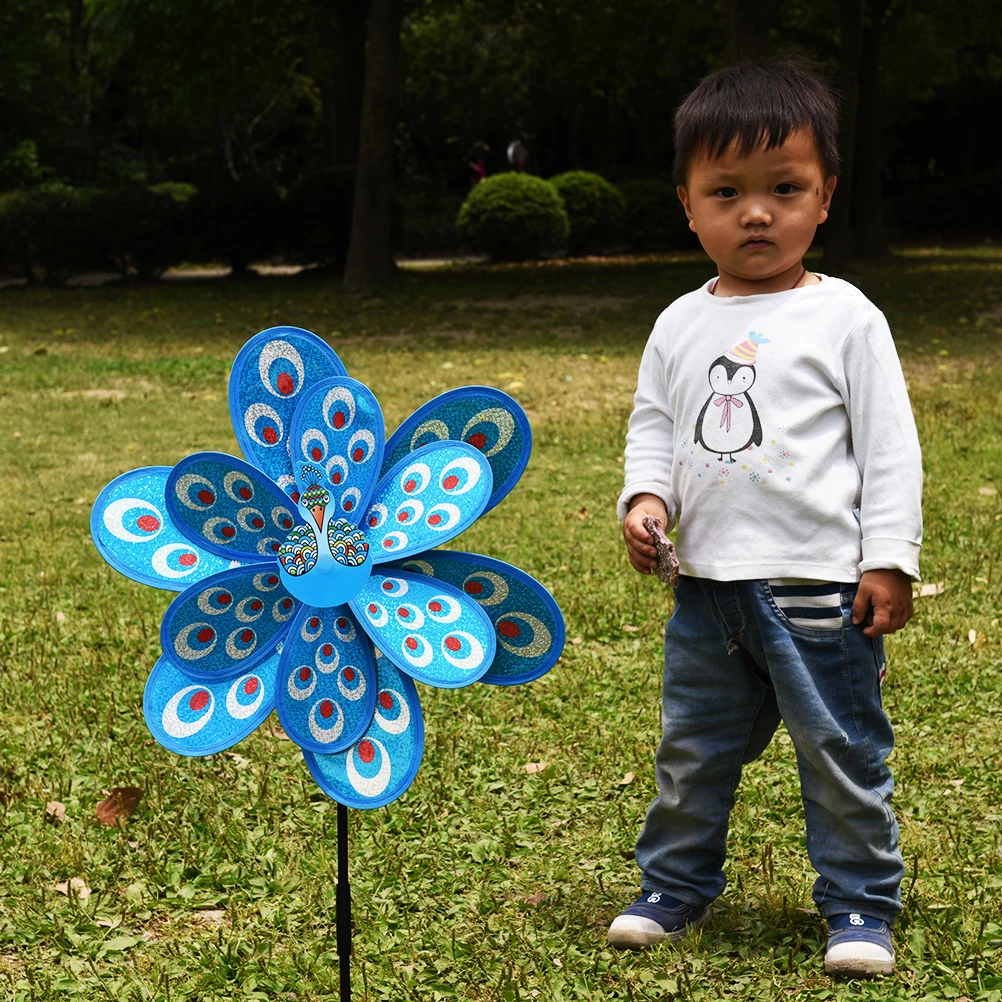 Двухслойный Павлин лазер блестки ветряная мельница красочный ветер вертушка