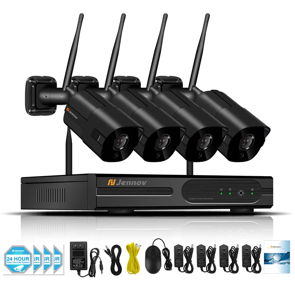 4 Pieces Cameras Jennov 4CH 1080N DVR 1080 система видеонаблюдения 4 шт. 2MP камеры безопасности ИК Открытый IP66 комплект видеонаблюдения Обнаружение движения CCTV - Цвет: 4 Pieces Cameras