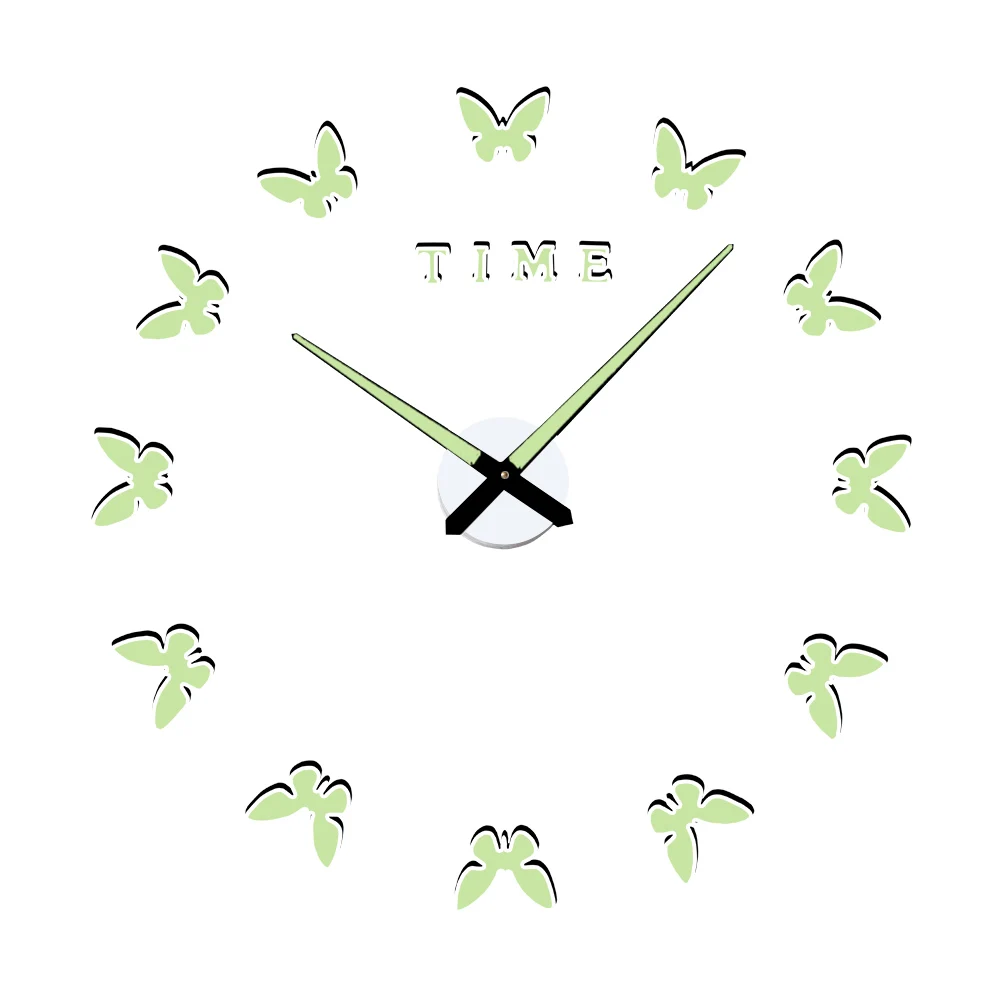 Светящиеся бабочки новые настенные часы Horloge Murale Diy 3d акриловые Зеркальные Стикеры большие домашние кварцевые современный дизайн