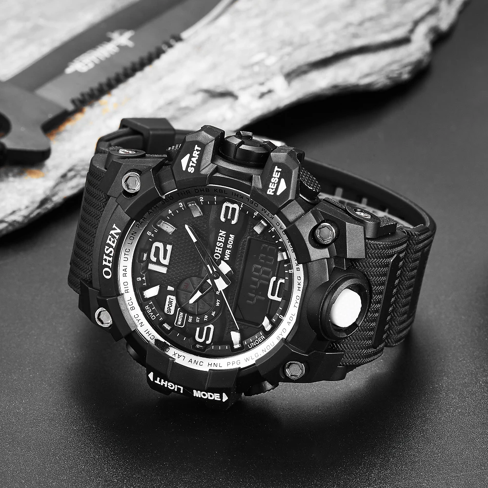 Часы наручные OHSEN Мужские Цифровые брендовые Кварцевые Спортивные в стиле