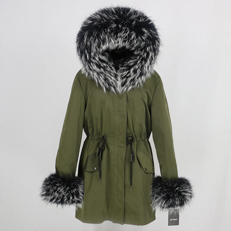 OFTBUY, пальто с натуральным мехом, зимняя куртка, Женская длинная парка, воротник из натурального меха енота, капюшон, Толстая теплая водонепроницаемая верхняя одежда, съемная