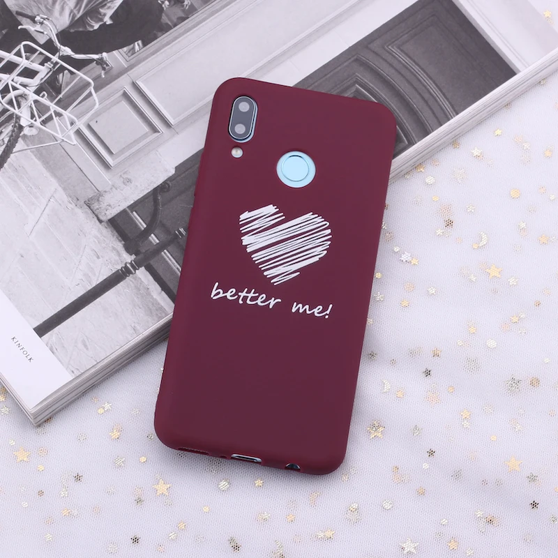 

For Huawei Honor Mate 10 20 Nova P20 P30 P40 P Smart Burgundy Heart Roses Tears Candy Silicone Phone Case Cover Capa Fundas
