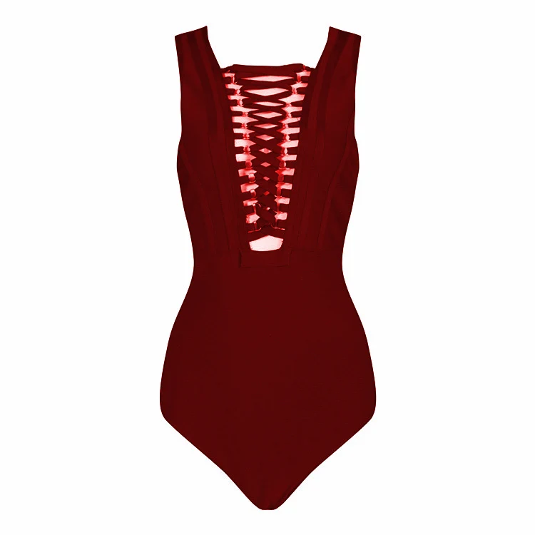 Amily. c Новинка весны для женщин комбинезоны для Сексуальная Bodycon кружево до бандажный купальник вечерние чёрный; коричневый