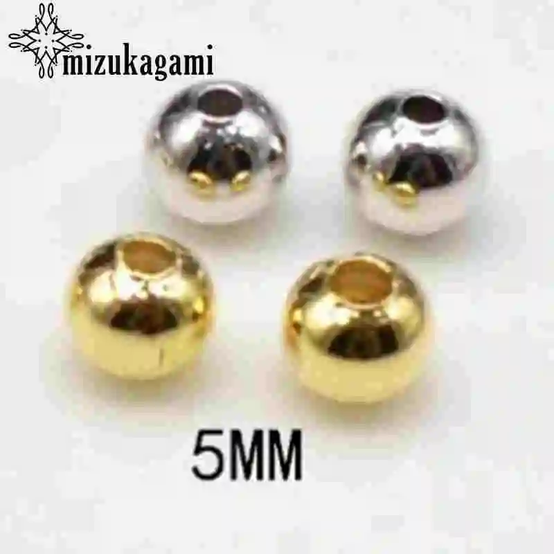 5mm Golden Золотые круглые бусины россыпью 3 мм 4 мм 5 мм 60 шт./лот DIY серьги ювелирные аксессуары - Цвет: 5mm Golden