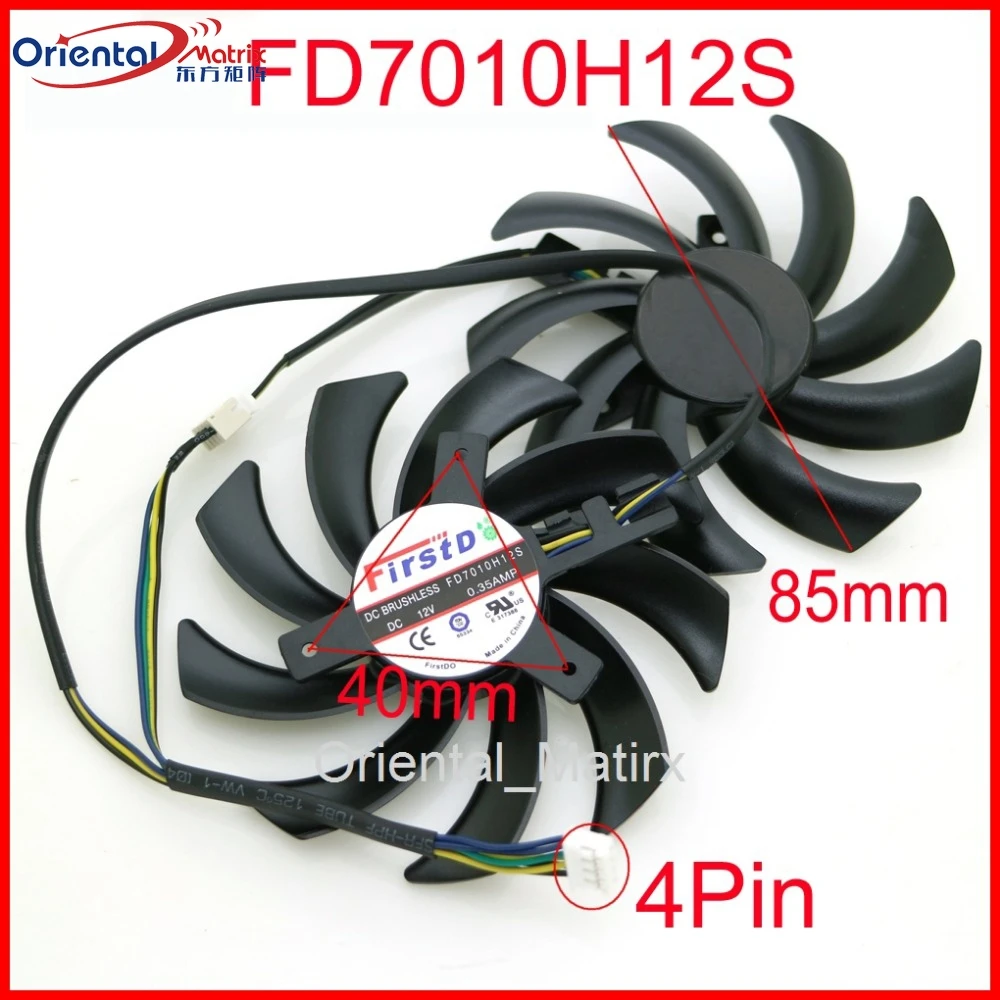 Бесплатная доставка FD7010H12S 85 мм 0.35A 4Pin GPU кулер GTX1080 GTX1070 GTX1060 Вентилятор Охлаждения