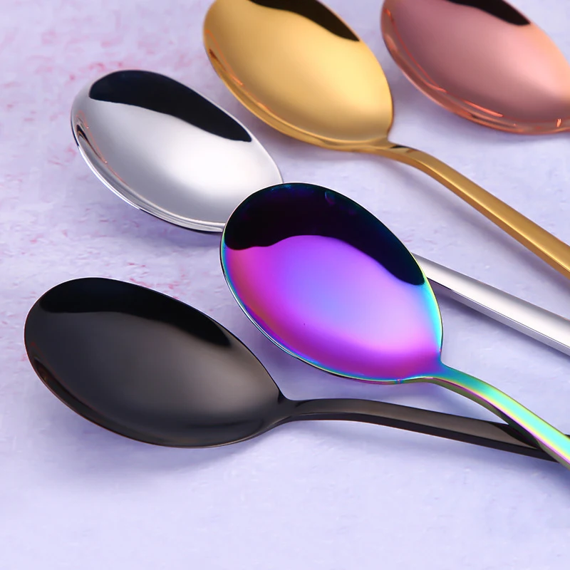 5pcs Stainless Steel Coffee Spoon Korean Long Handle Metal Spoons Dessert Fruit Juice Mixing Serving Scoop Kitchen Tableware | Дом и сад