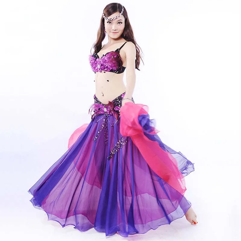 Новинка! Перьевые костюмы для танца живота сексуальный топ отца + ремень комплект