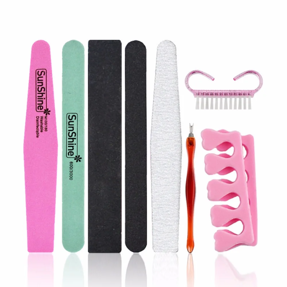 

8pcs/Pack Manicure Tools Set Kit Nail File Buffer Sanding File Polishing Brush Dead Skin Fork Foam EVA Finger Separator Salon