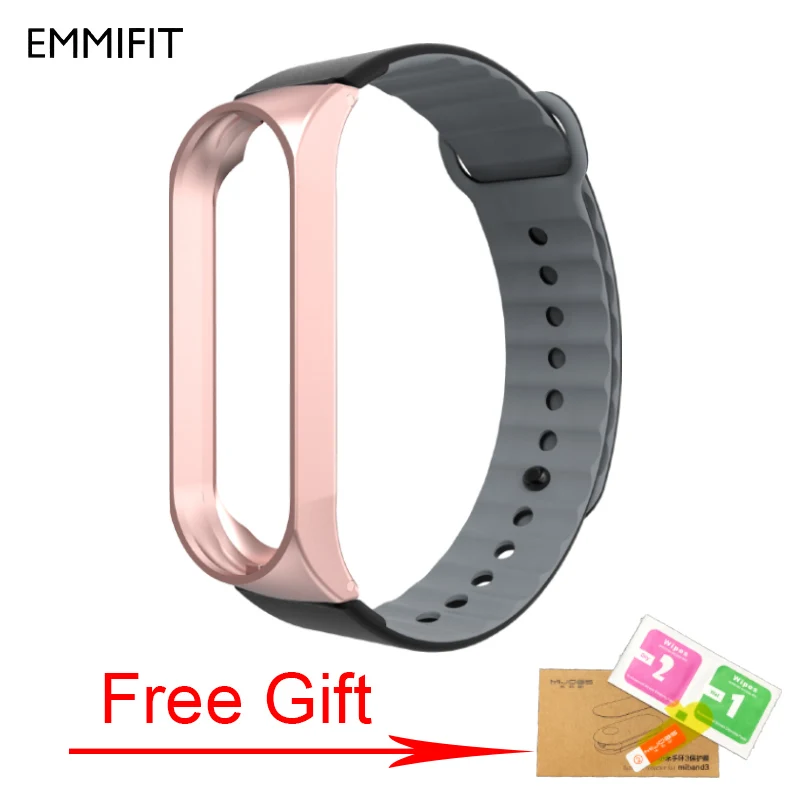 gray gold Add Gift Металлический ремешок для Xiaomi mi Band 3 Безвинтовой браслет из нержавеющей стали Сменные аксессуары для mi Band 3 ремешок - Цвет: gray gold Add Gift