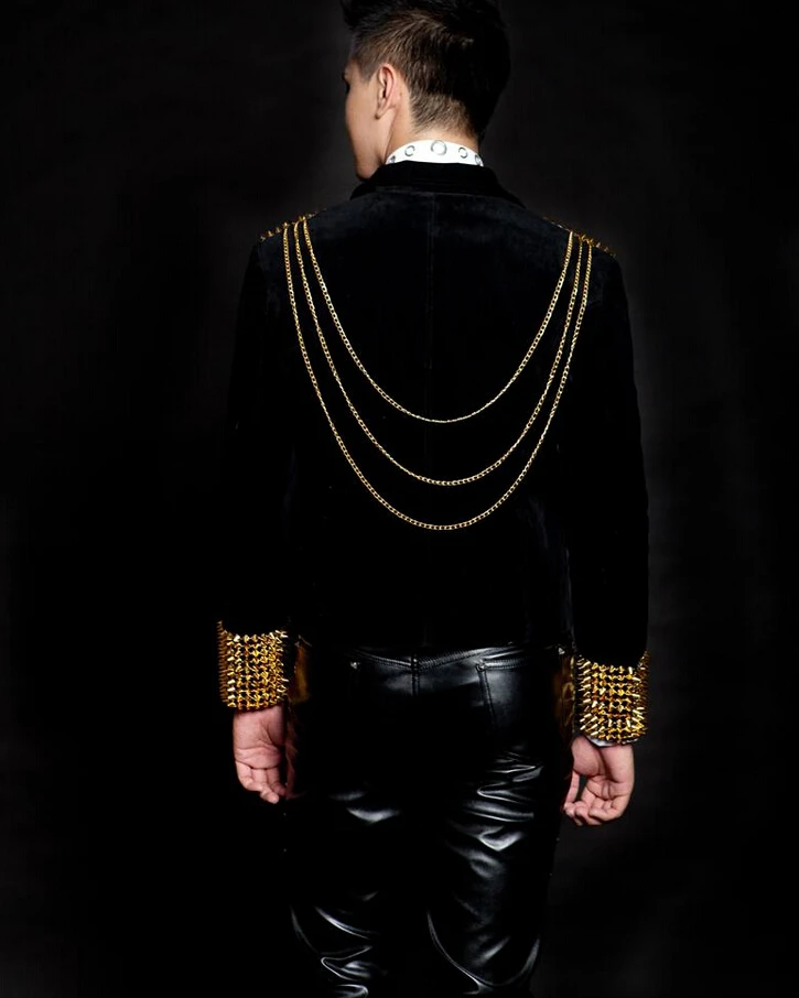 Мужской новый стиль модный черный красный мужской певец DJ тонкий костюм для