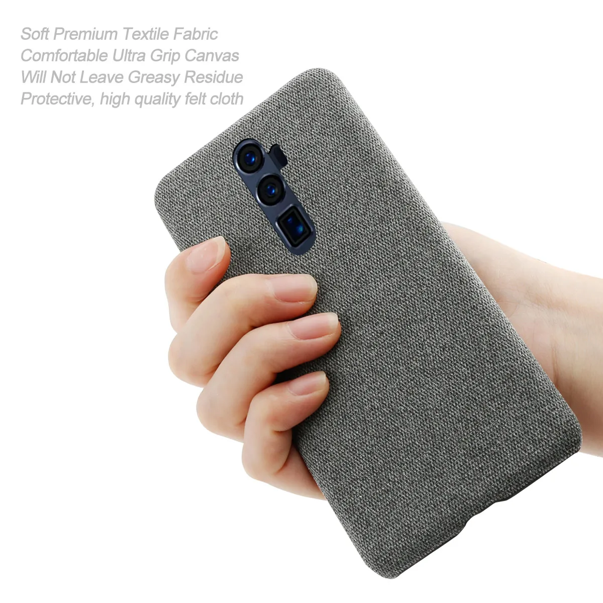 Чехол для Oppo Reno 5G Ultra Slim в ретро-стиле из ткани из плетения, прочный сзади из поликарбоната, антицарапин и защита от ударов Z.