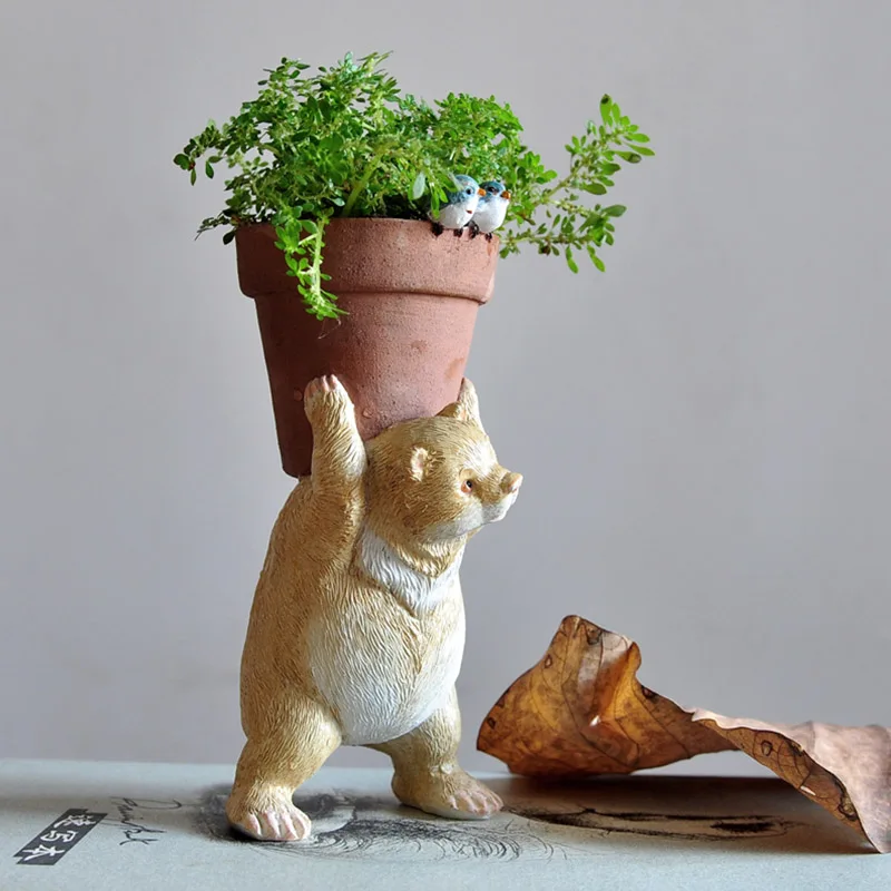 Creative Cute Bear Resin Personality Lovely animal cartoon fairy garden miniature figurines arts and crafts gift home decoration | Дом и сад