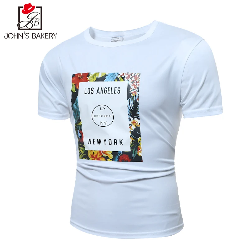 Новый Мода 2017 брендовая мужская футболка Письмо печати тренды футболки Для