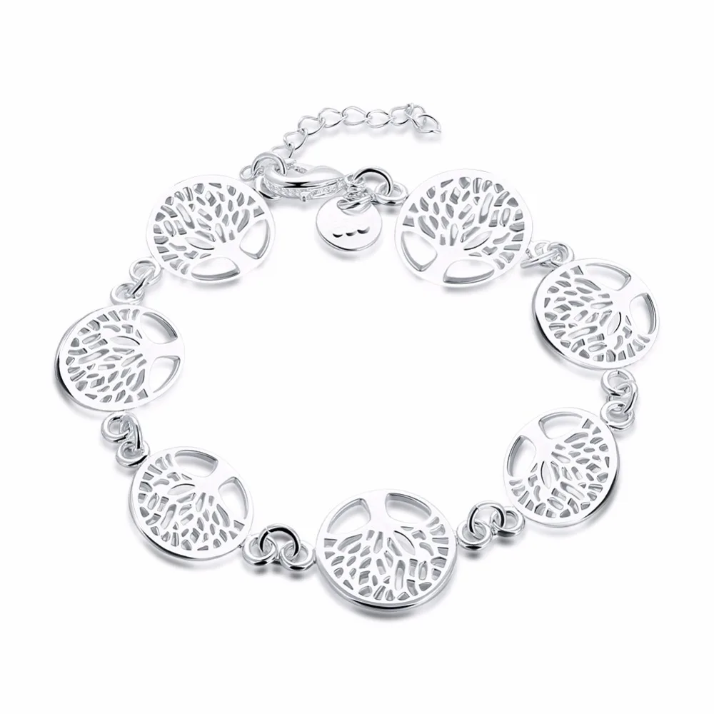 

Lekani 925 stamp silver color Tree Of Life Bracelet For Women Personalized Bracelets&bangle Birthday Gift Pulseras Mujer Moda