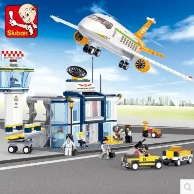Модель Sluban строительные наборы совместимы с loge городской самолет аэропорт 845 3D