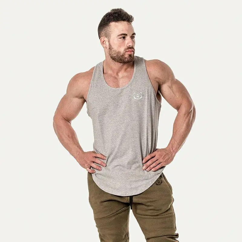 Мужская майка для фитнеса из хлопка с коротким рукавом и круглым вырезом | одежда