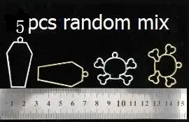 5pcs random mix 5 шт Хэллоуин Серебряный Череп открытый Bezels для УФ смолы ювелирные изделия золотой кофе полые рамки кулон инструменты для изготовления подарка «сделай сам» Аксессуары - Цвет: 5pcs random mix