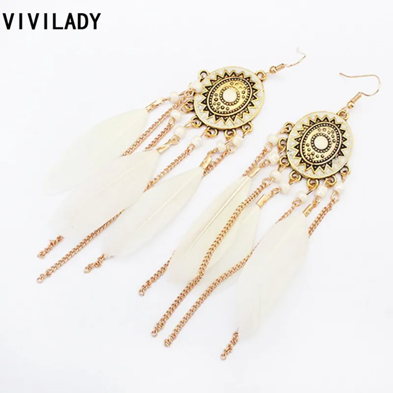 Женские длинные серьги-подвески с кисточками в богемном стиле | Украшения и