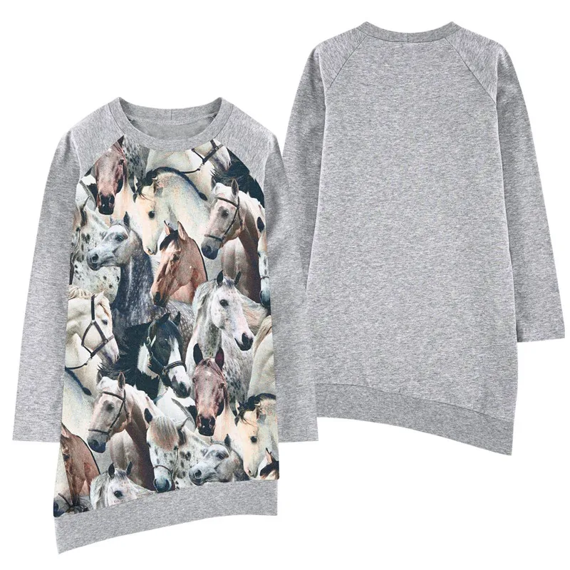 Baby Girls Dresses bibs nice horse Print Children Dress Designer Kids ClothesCasual new Fashion Long sleeve Girl clothing | Детская