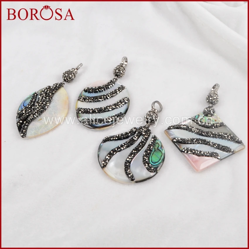 BOROSA 3 шт. модный многообразный кулон в виде раковины из страз Drusy ювелирное