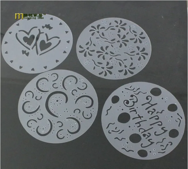4 шт./лот круглая форма для распыления торта цветы сладкого сердца трафареты на