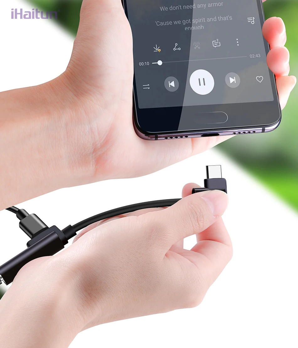 IHaitun 2 в 1 быстрая зарядка переходник usb type c для наушников переходник type c на 3.5 mm jac адаптер usb для samsung S9 Oneplus 6t Xiaomi Redmi Note 7 смартфона аудио USBC концентратор разъем
