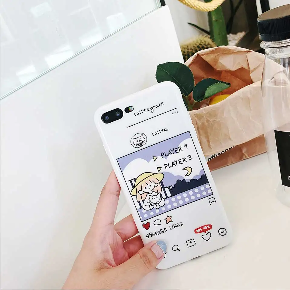 White silicone cartoon protective case For iPhone 6 6S 7 8 Plus Phone Case X Funda 6s Capa Covers |