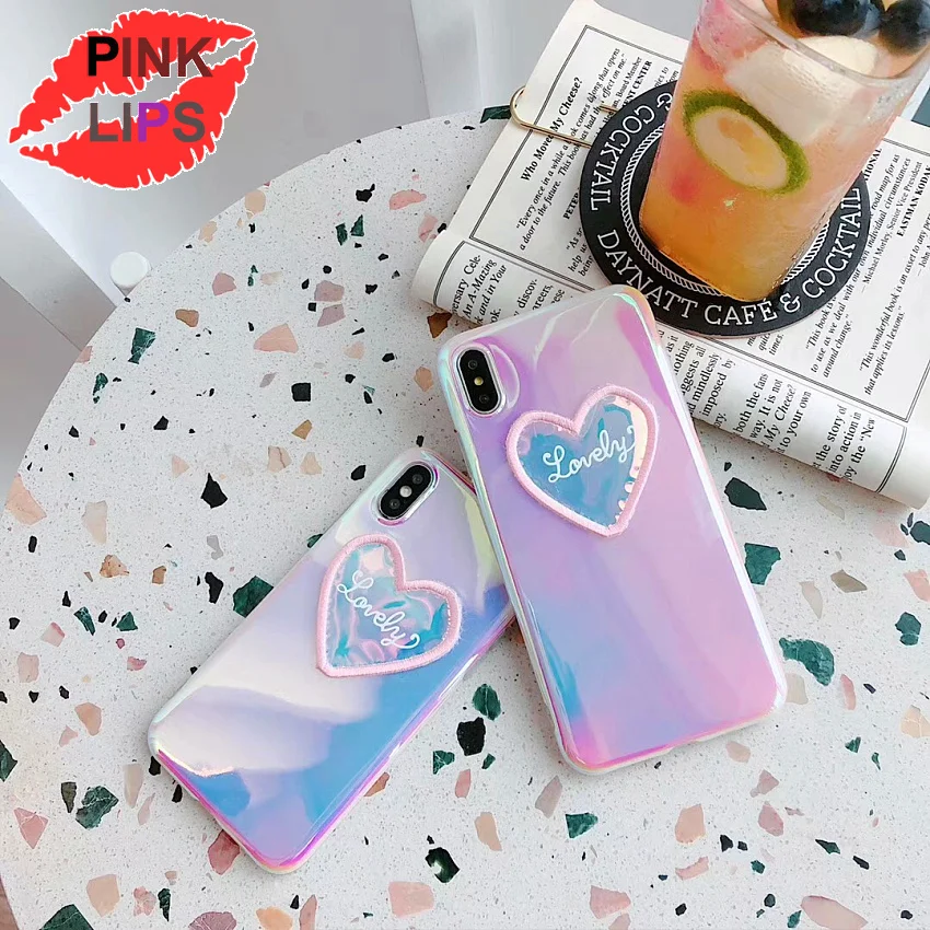 Розовый лазерный зеркальный чехол для iPhone 6 6S 7 8 Plus X XS MAX XR|Бамперы| |