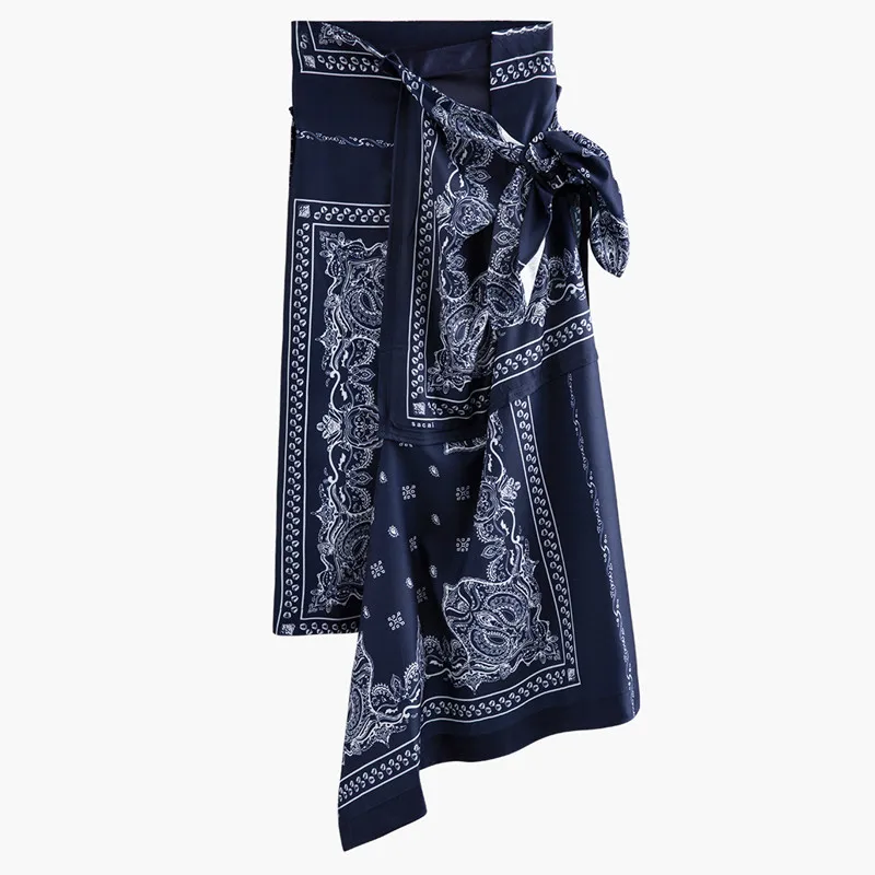 Женская юбка с винтажным принтом роскошная дизайнерская асимметричным передним