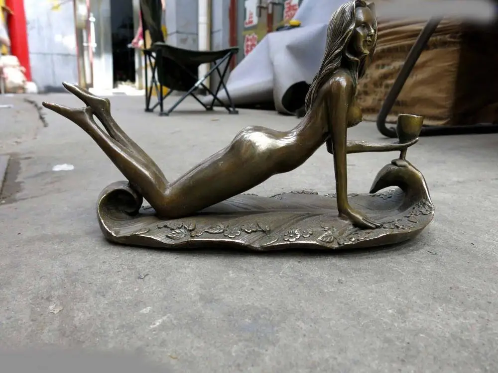 8 &quotКитай латунь медь тонкой работы женщина кубок Скульптура | Дом и сад