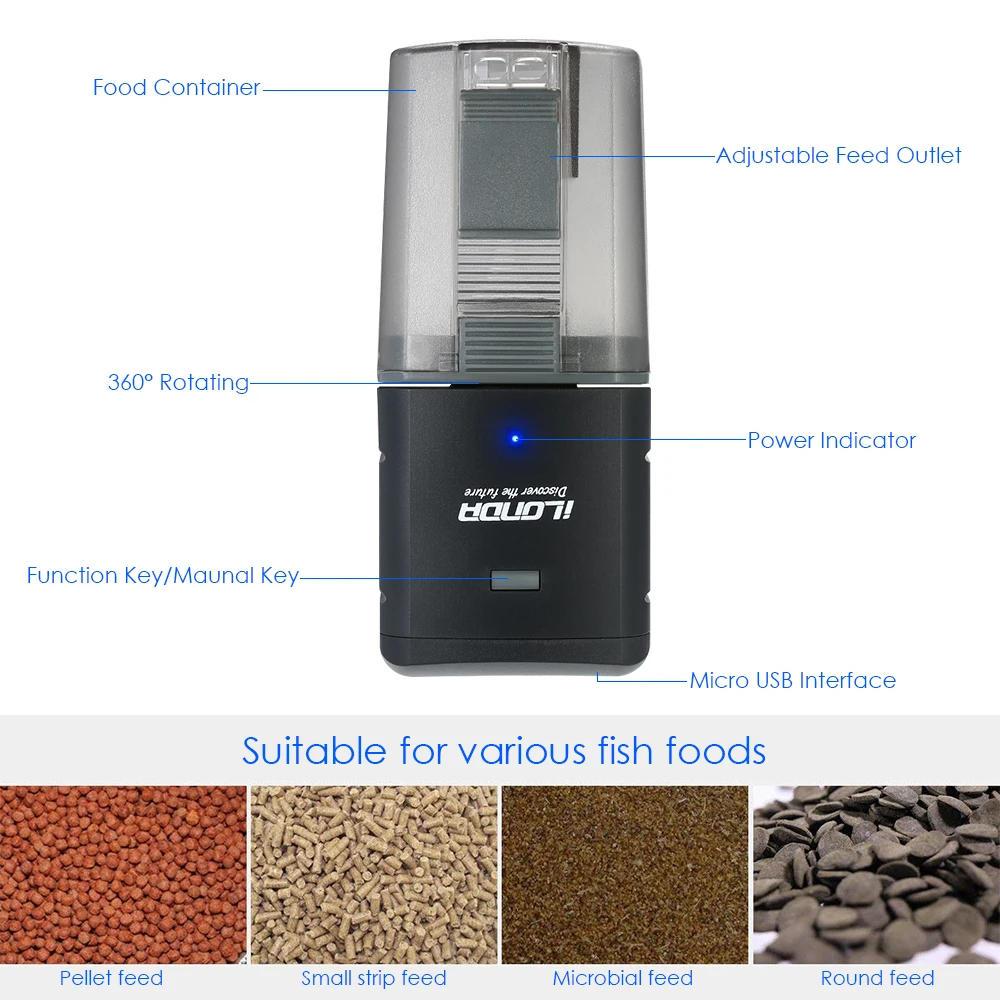 Fish Feeder WIFI Adjustable Aquarium Automatic Food Dispenser for Tank Electronic Timer App Voice Control | Дом и сад