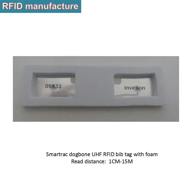 UHF RFID чип dogbone Биб тег с пенопластом epc gen2 Поддерживается Упаковка в рулонах
