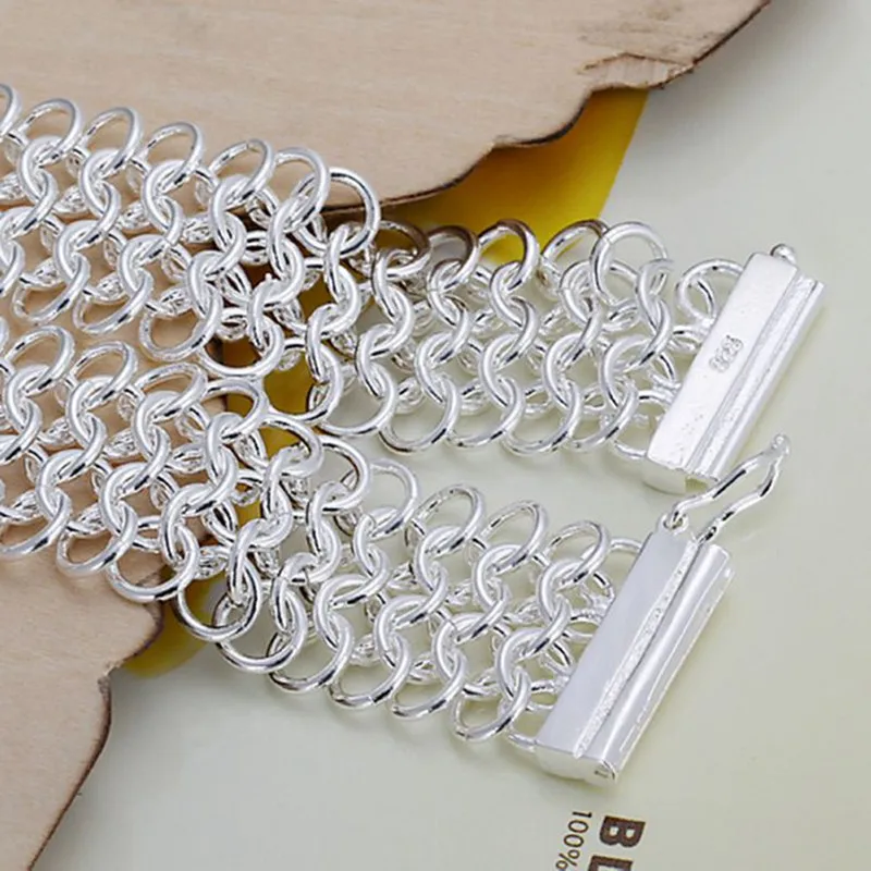 Бесплатная Доставка оптом Серебристый браслет 925 Модные посеребренные украшения