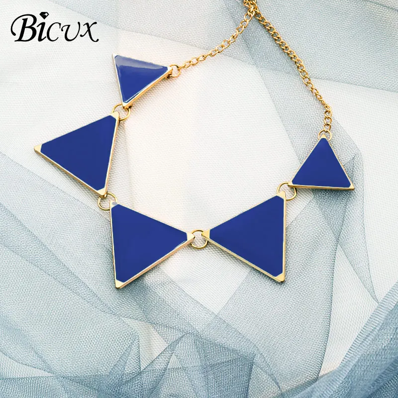 Blue BICUX, панк стиль, мужское ожерелье, s& Кулоны для женщин и мужчин, винтажная мода, Геометрическая Золотая цепочка, ожерелье, хип-хоп ювелирное изделие - Окраска металла: Blue