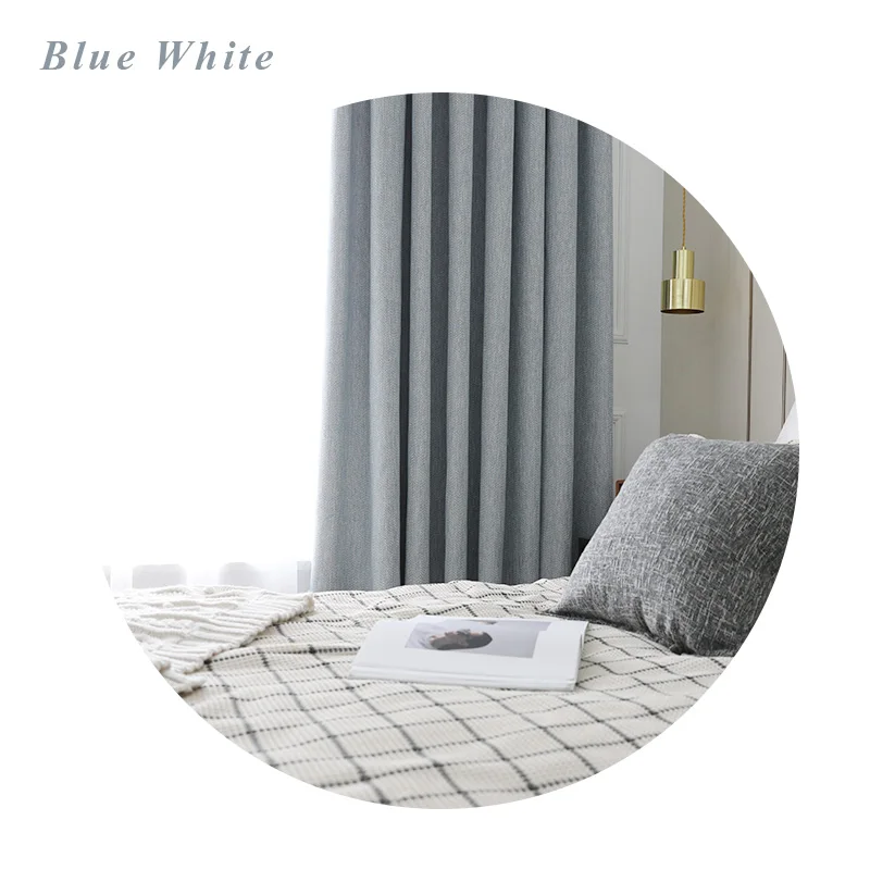 Blue White Innermor полосатые занавески для домашнего декора для гостиной, Затемненные занавески для спальни, мягкие льняные занавески для кухни на заказ - Цвет: Blue White