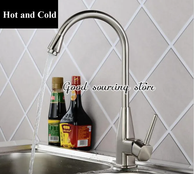 

hot and cold water nickle brushed finish kitchen mixer faucet zinc alloy body
