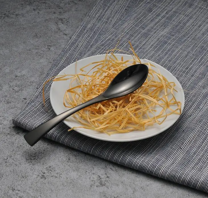 Coffee spoon Черный набор столовых приборов из нержавеющей стали Западная еда посуда наборы ужин чайная ложка Вилка стейк нож столовая посуда - Цвет: Coffee spoon